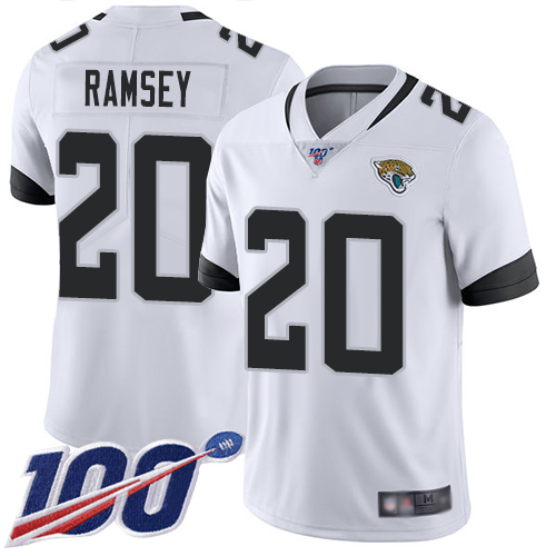 Jacksonville Jaguars 20 Jalen Ramsey White Youth Stitched NFL 100th Season Vapor Limited Jersey